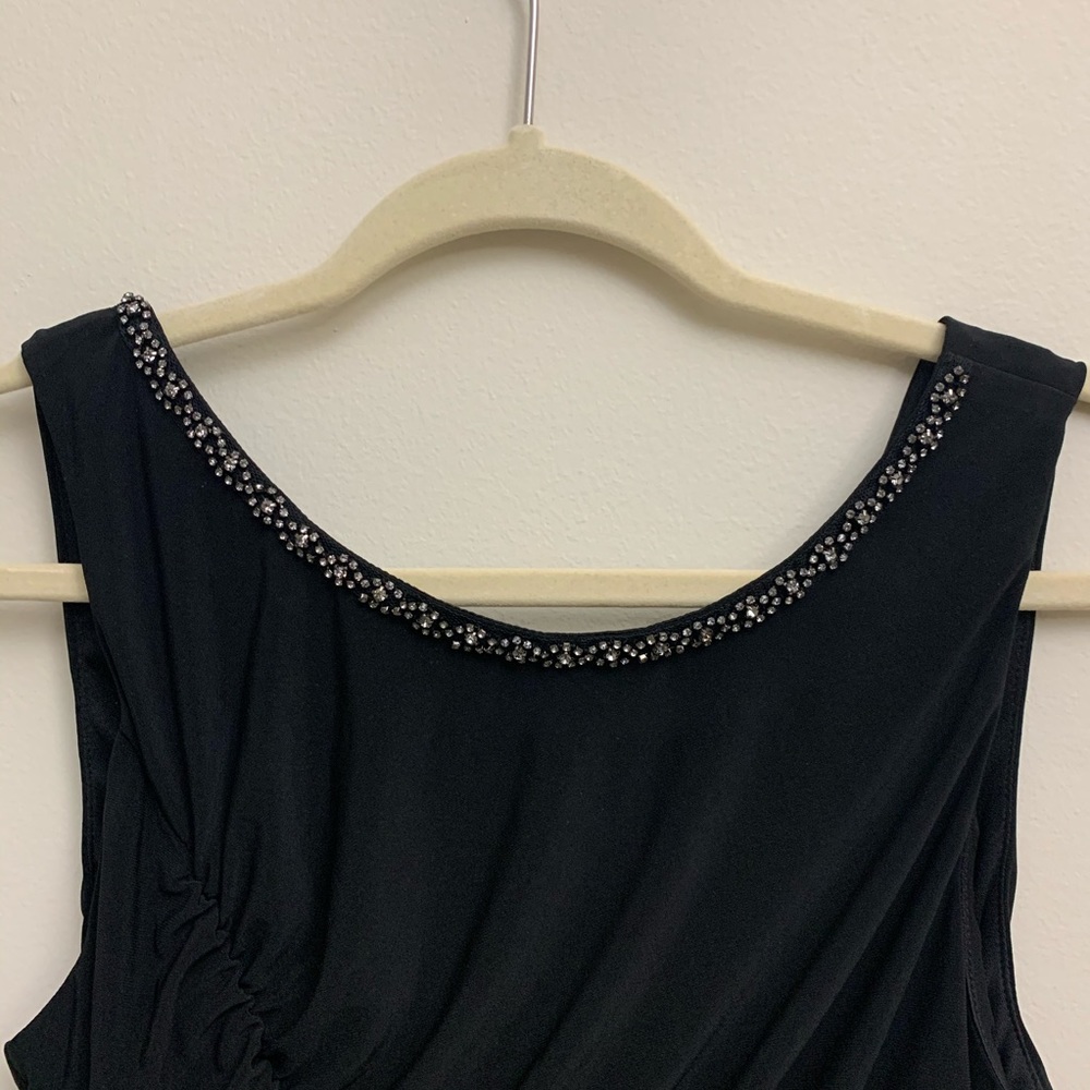 ABS Allen Schwartz Jeweled Simple Black Dress S&M